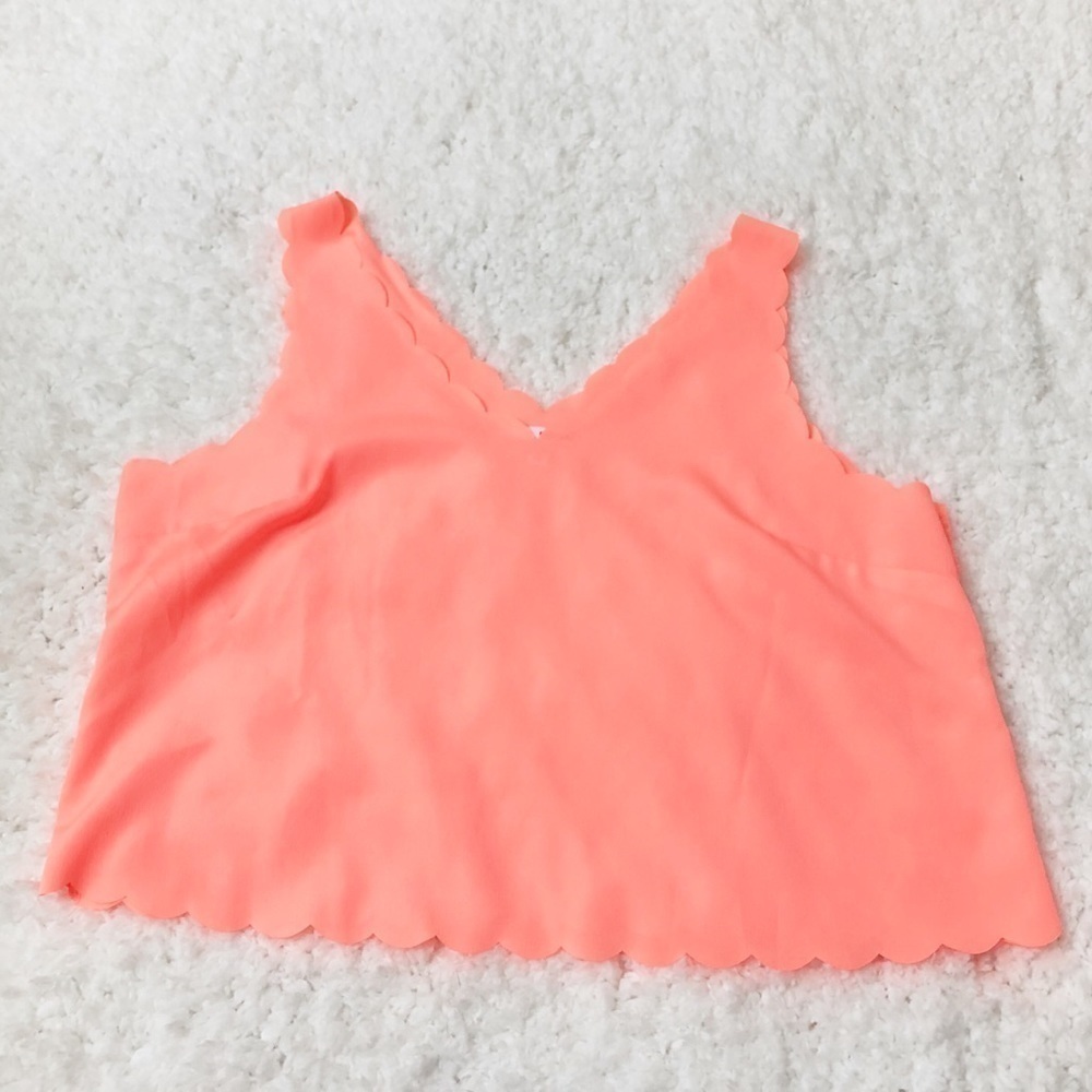 🆕 BONGO orange scalloped crop top tank